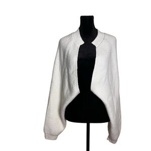 Pilcro White Ribbed Cocoon Cardigan One Size Oversized Open Front Cozy Sweater